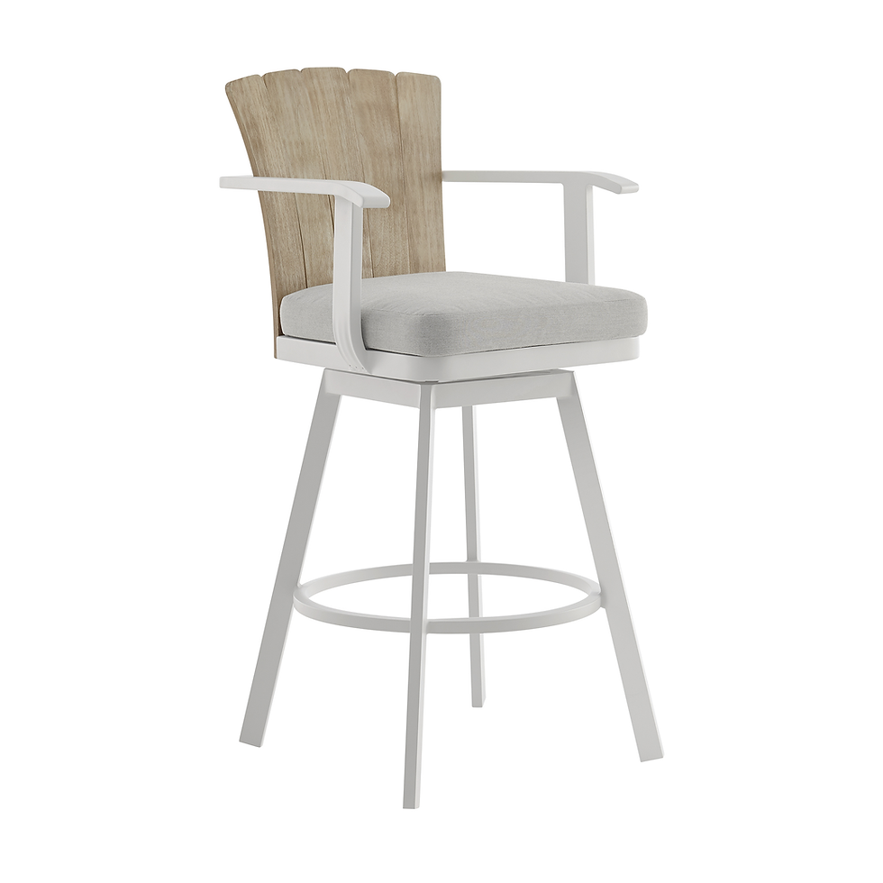 Hazel - Outdoor Patio Swivel Bar Stool - Teak / Argent Gray