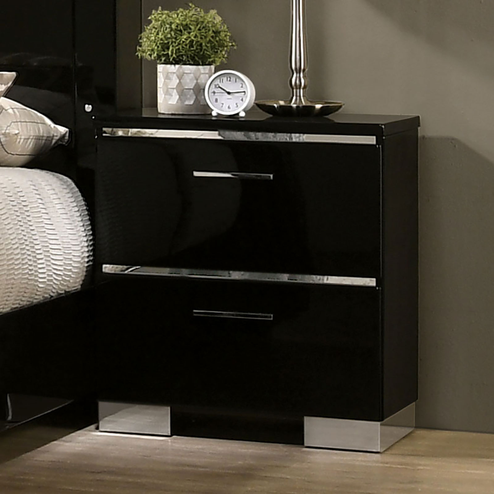 Carlie - Nightstand With USB Plug - Black