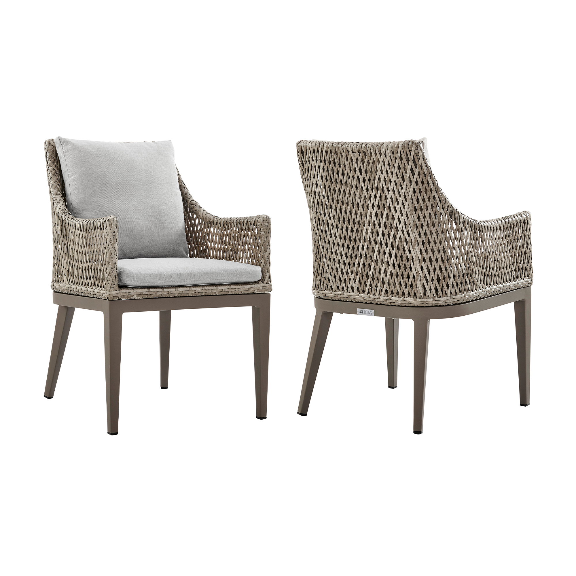 Grenada - Outdoor Wicker And Aluminum Dining Chair With Cushions (Set of 2)