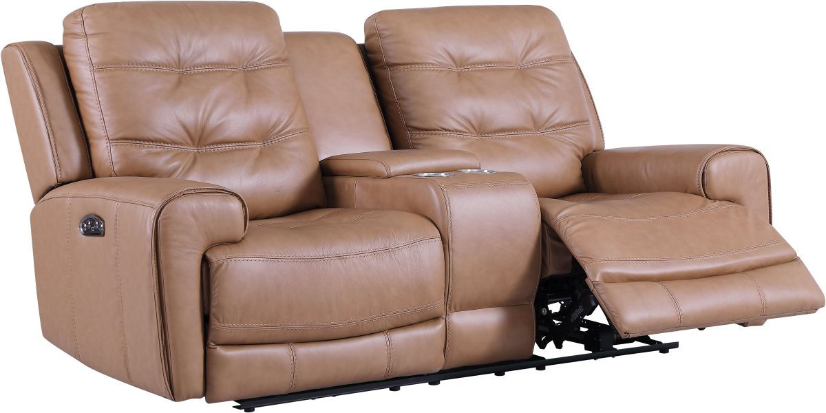 Leather Italia™ London Caramel Brown Console Loveseat