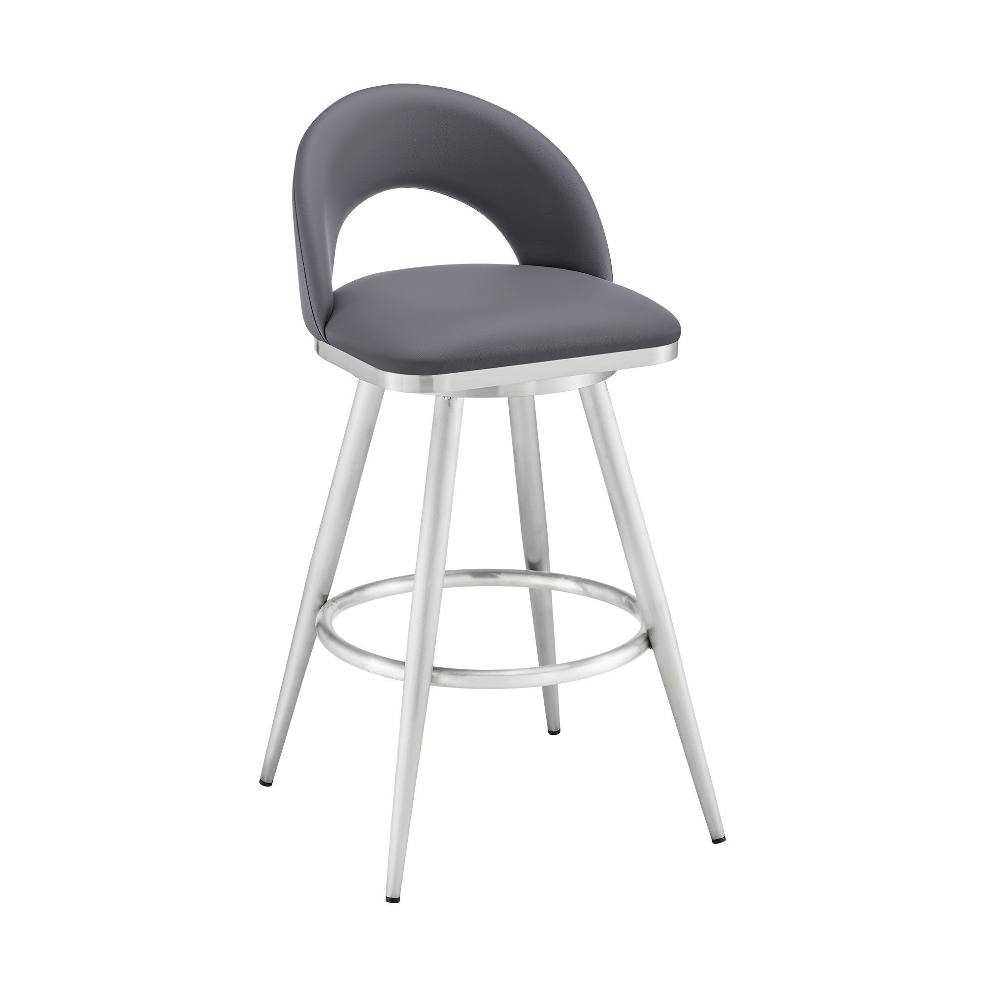 Charlotte - Swivel Bar Stool - Brushed / Grey