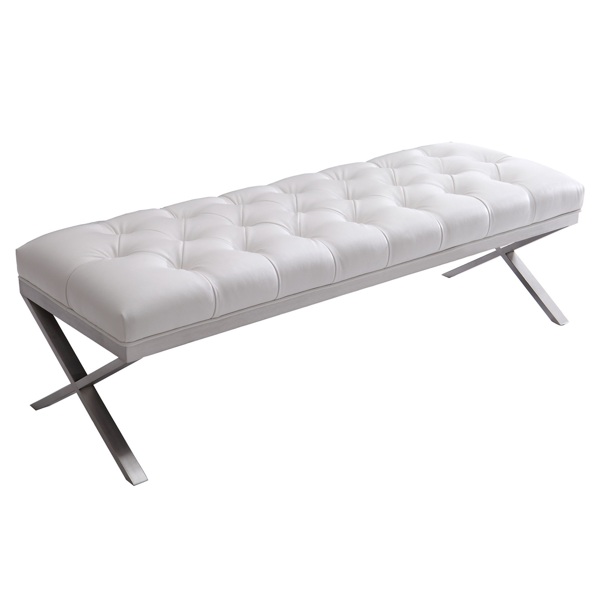 Milo - Bench - Brushed / White PU