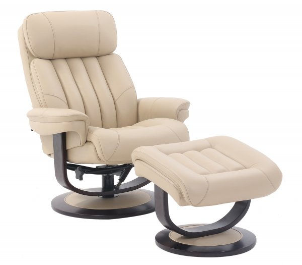 BarcaLounger® Oakleigh Hilton Ivory Pedestal Recliner and Ottoman