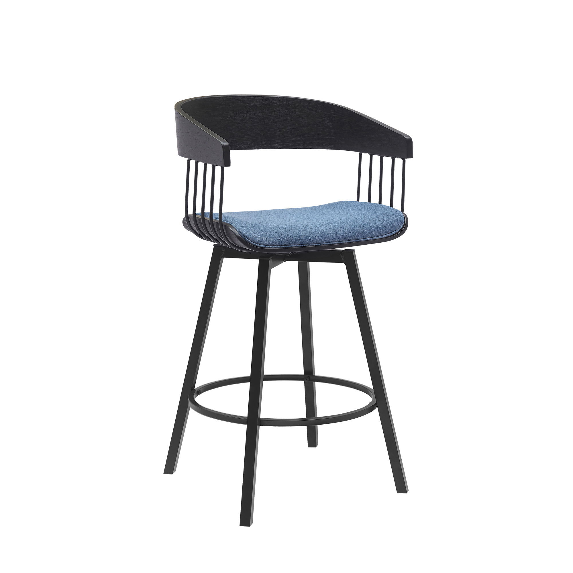 Athena - 27" Swivel Black Counter Stool - Blue / Black