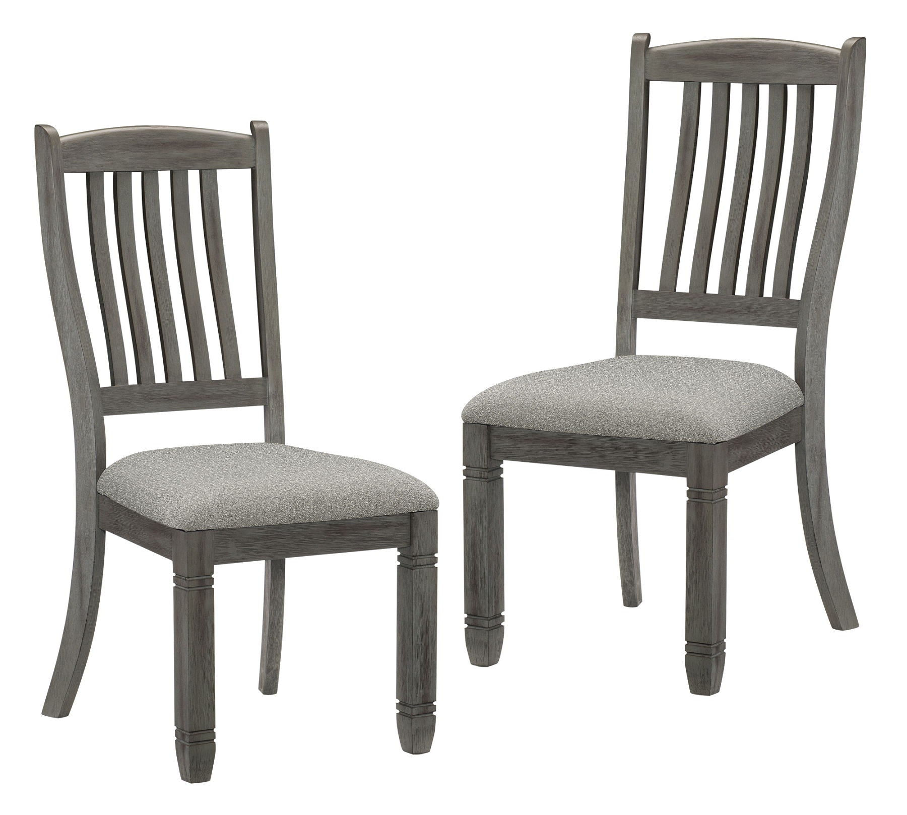 Casual Dining Height Side Chairs 2 Pieces Antique Gray Wood Frame Fabric Upholst