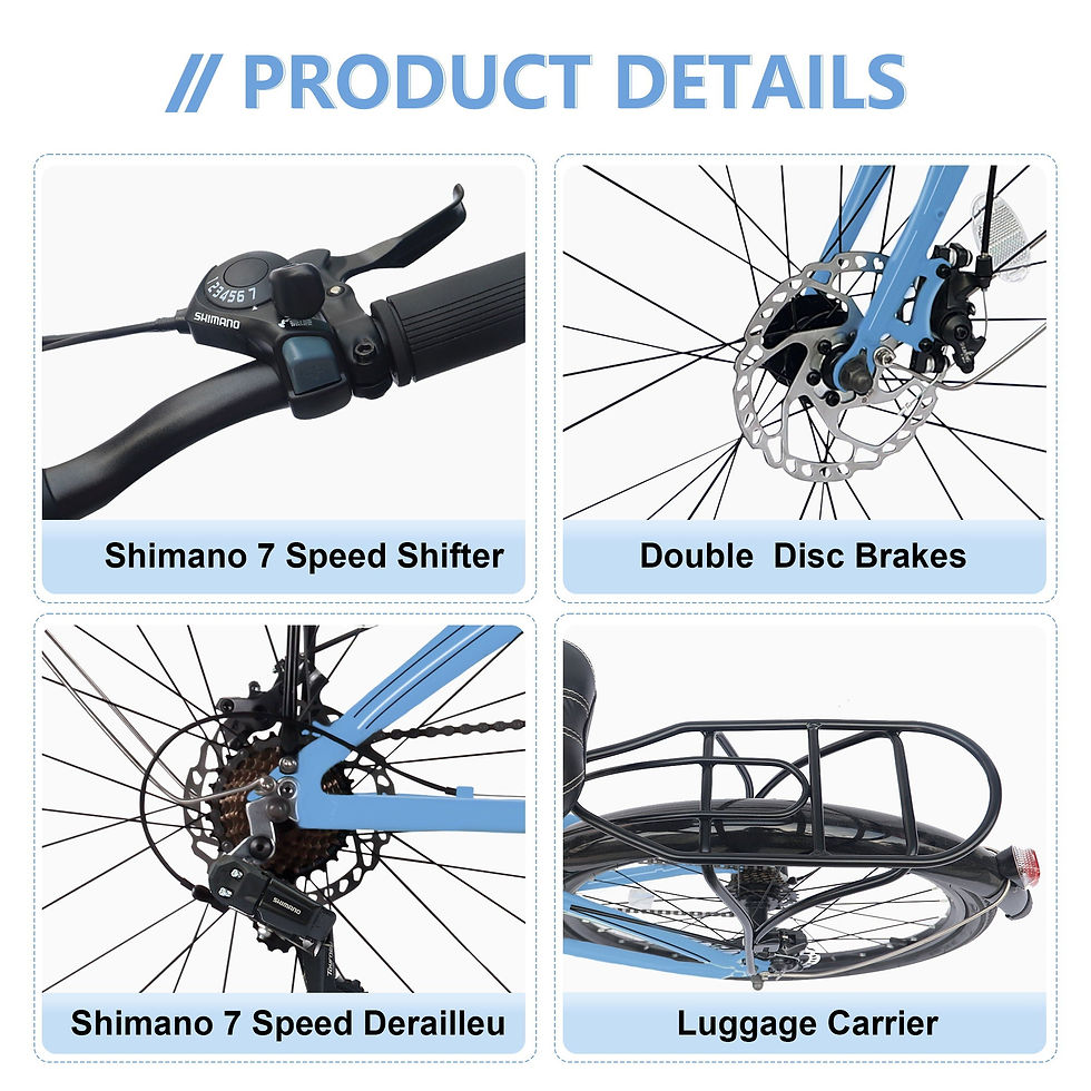 Thumbnail: 24" Folding City Bike Aluminum Frame 7 Speed Folding Bike - Blue