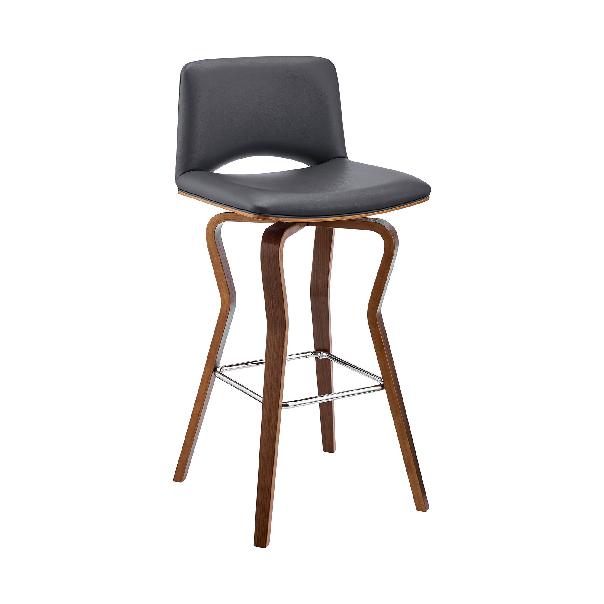 Gerty - 30" Swivel Bar Stool - Gray / Walnut