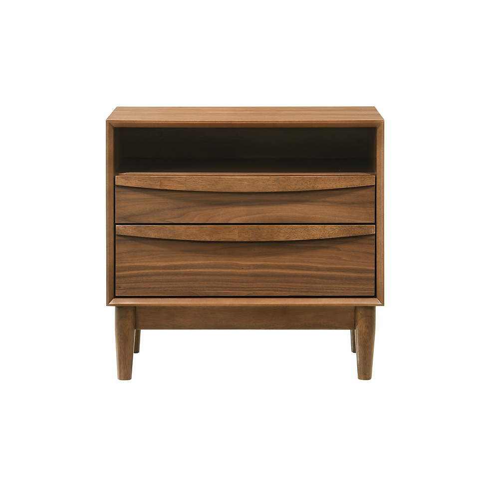 Artemio - 2 Drawer Wooden Nightstand With Shelf - Walnut