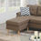 Thumbnail: Living Room Corner Sectional Light Coffee Polyfiber Chaise Sofa Reversible Secti