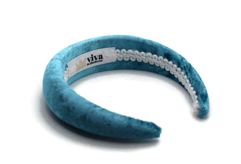 Thumbnail: Turquoise 4cm Crushed Velvet Padded Headband