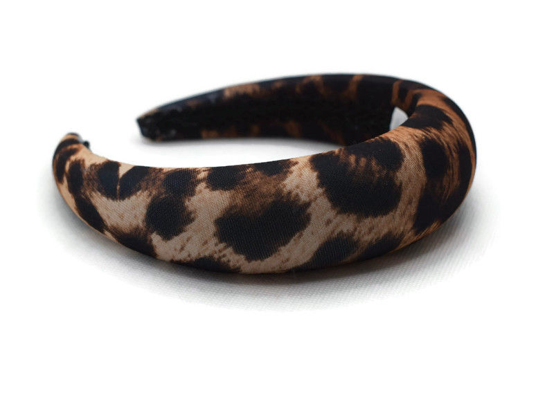 Thumbnail: Leopard Print 4cm Padded Headband Velvet & Satin Feel