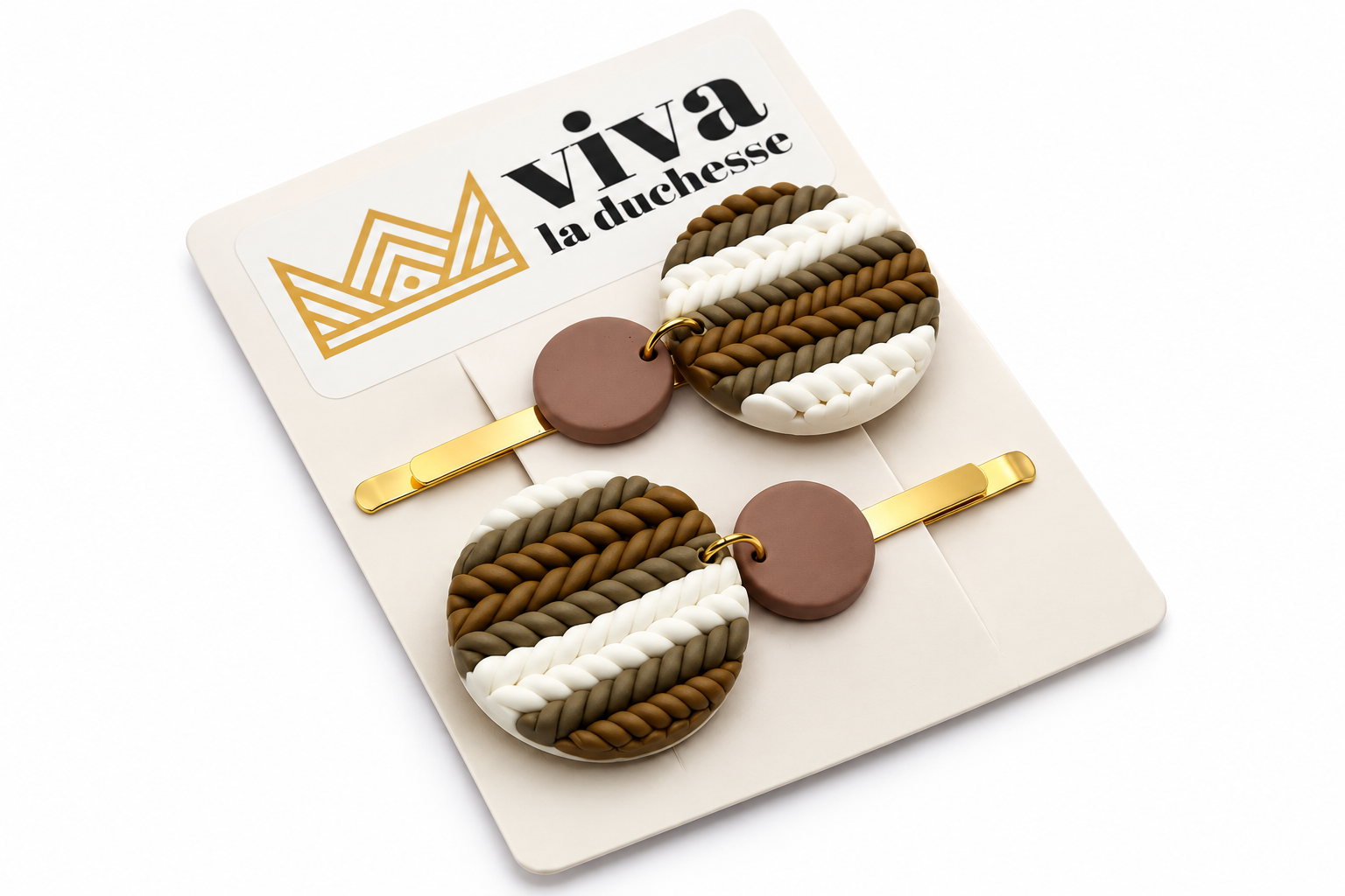Magilieria Hair Clips - 65 mm Gold Knitted Slide Clip Set
