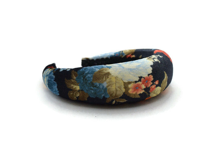 Thumbnail: Rose 4cm Velvet Padded Headband in Floral Print