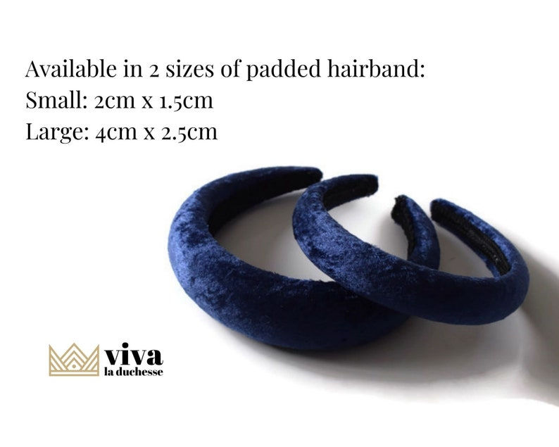 Thumbnail: Navy Blue 4cm Padded Crushed Velvet Headband