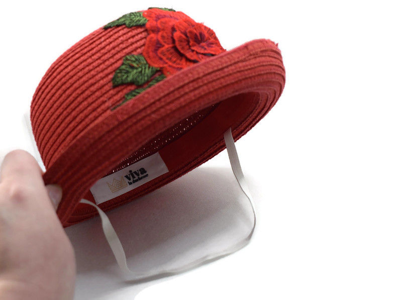 Thumbnail: Liana Floral Girls Red Straw Hat