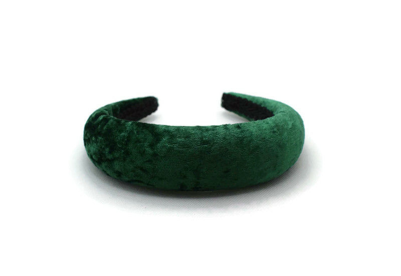 Thumbnail: Shamrock Green 4cm Crushed Velvet Padded Headband
