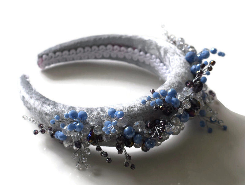Thumbnail: Noella Grey Beaded Headband