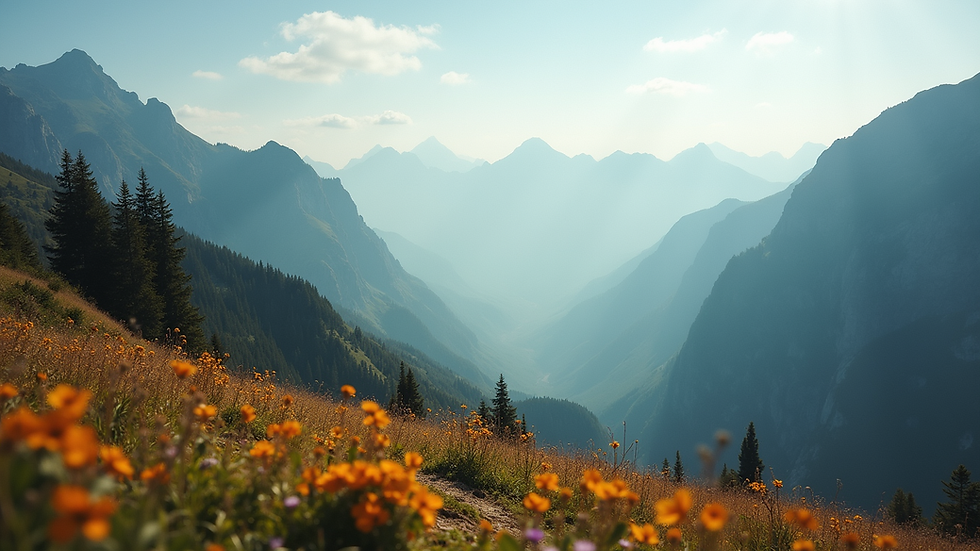Eye-level view of a scenic mountain landscape