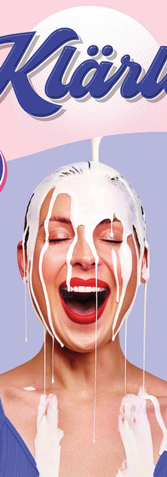 Woman, milk over her head