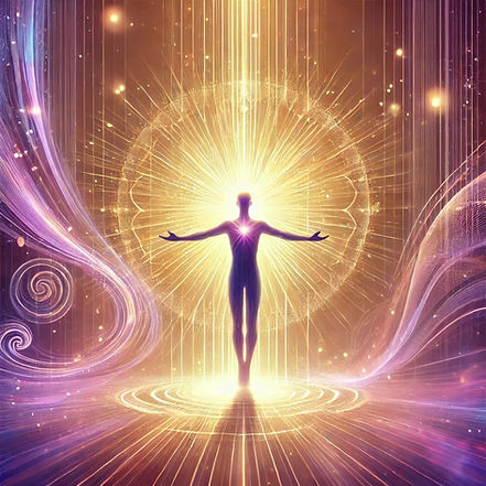 DALL·E 2025-03-11 21.17.46 - A spiritual-themed flyer background featuring a person standi