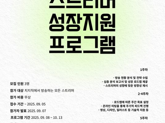"스트리머 성장 지원 프로그램" 안내