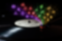 Close-up of vinyl record spinning with custom icons for business operations floating out.p