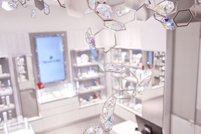 The inside of a Swarovski Store in Galeria Dominikańska after a fit out implemented by C&K Design + Build