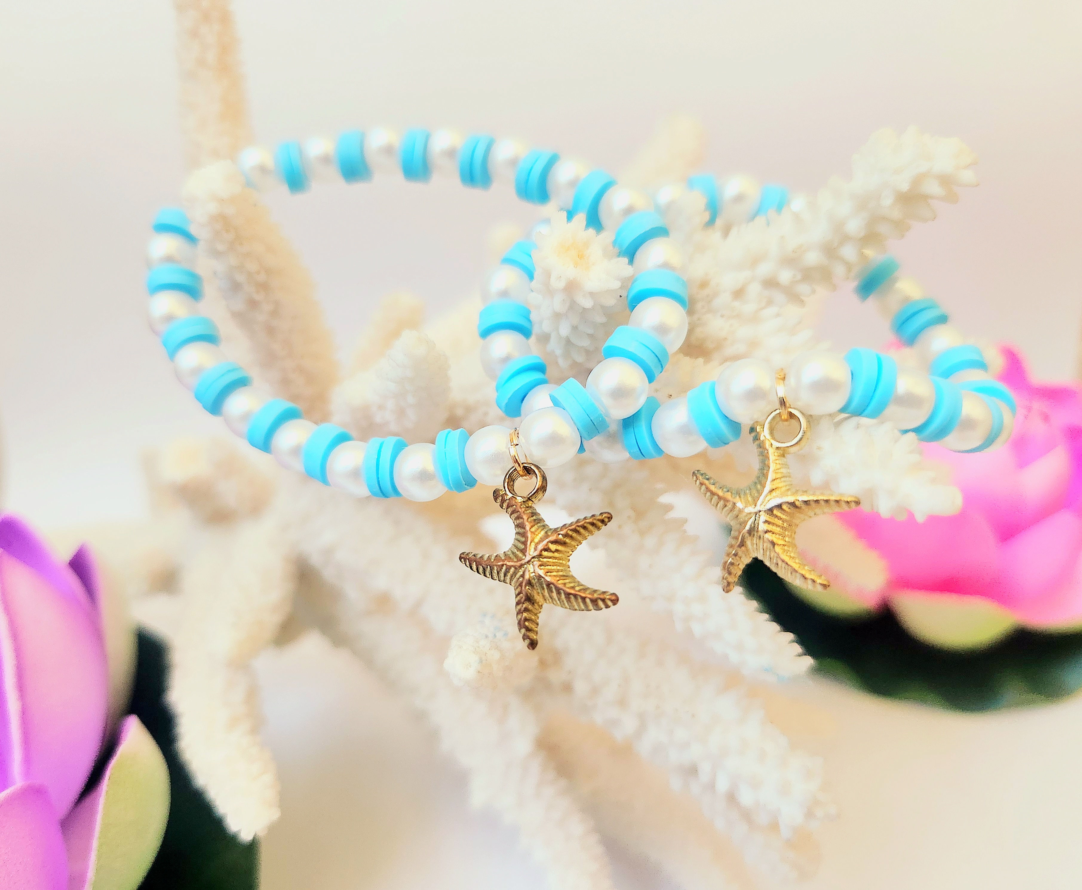 Blue pearl starfish bracelet