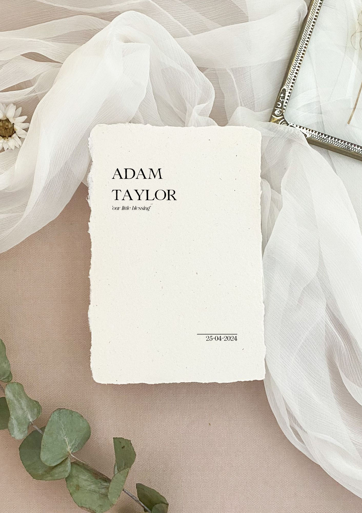 Geboortekaartje Adam Minimalistisch