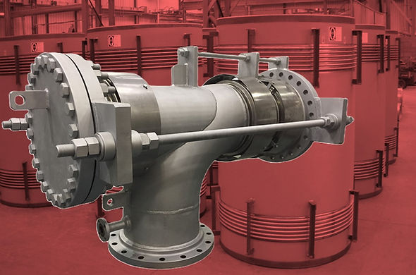 Metal expansion joint for thermal movement in pressurised industrial piping systems.