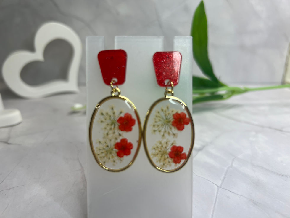 Miniaturbild: Ohrstecker mit Blüten, rot gold