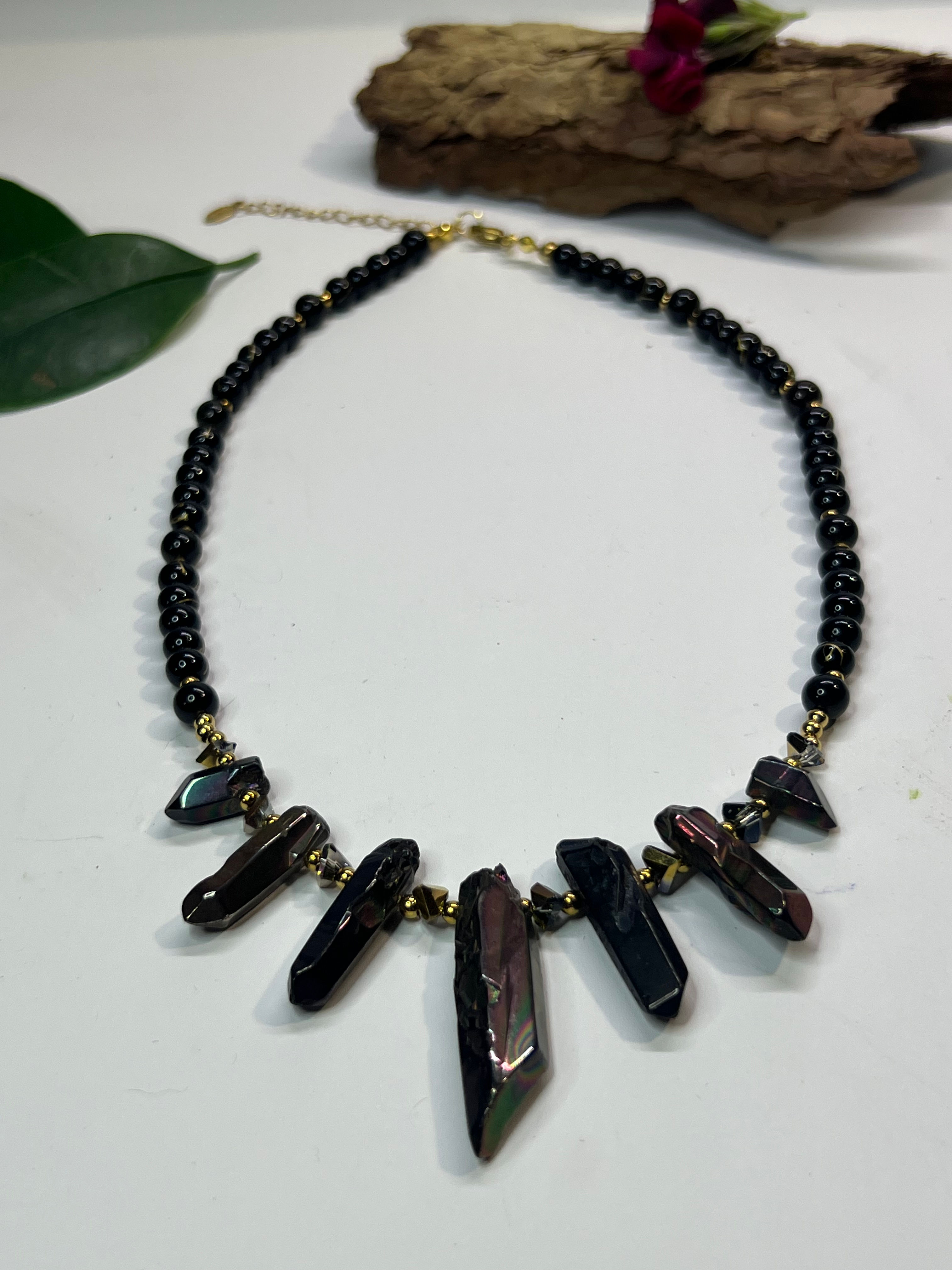 Set, Kette und Armband aus Obsidian