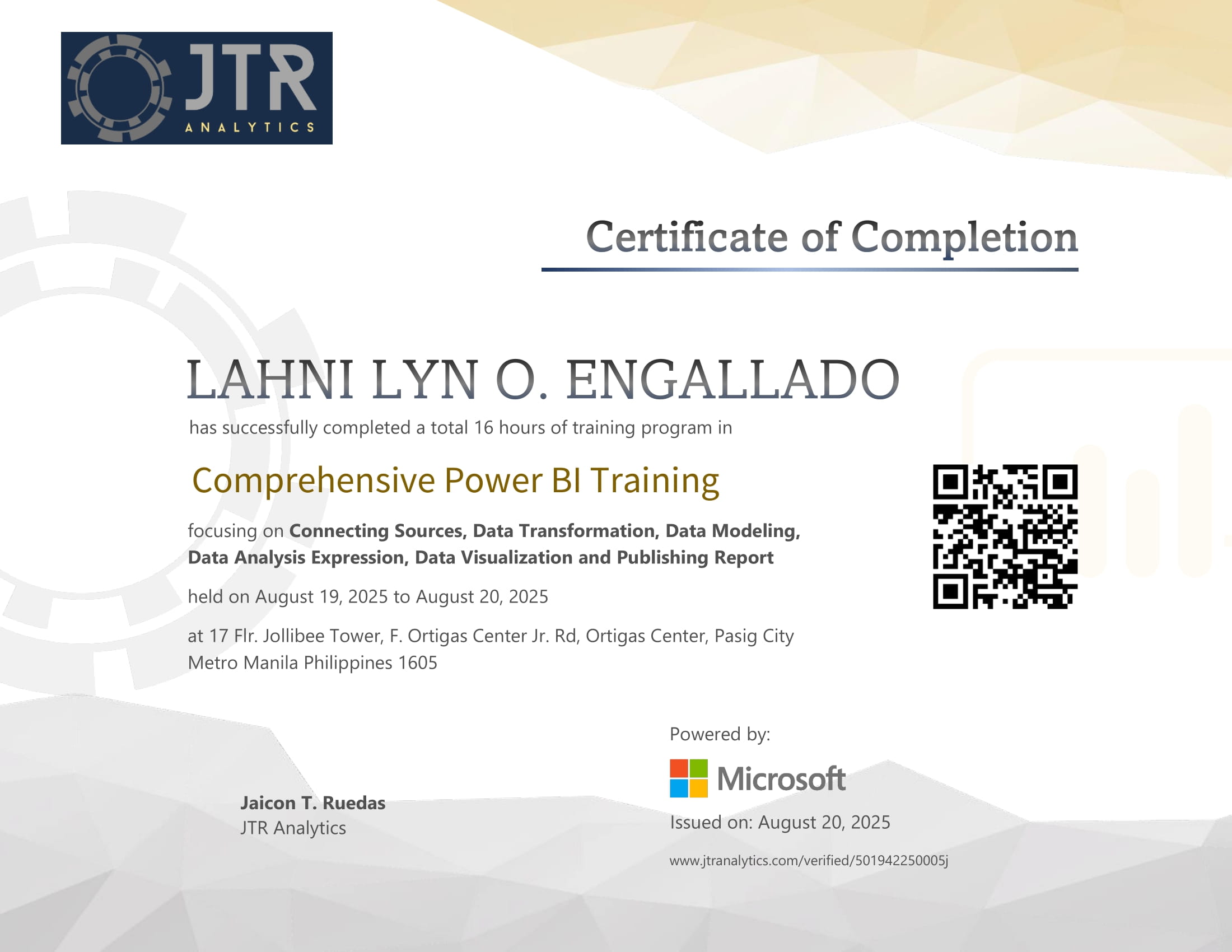 [Certificate] Microsoft Power BI End-to-End Solution