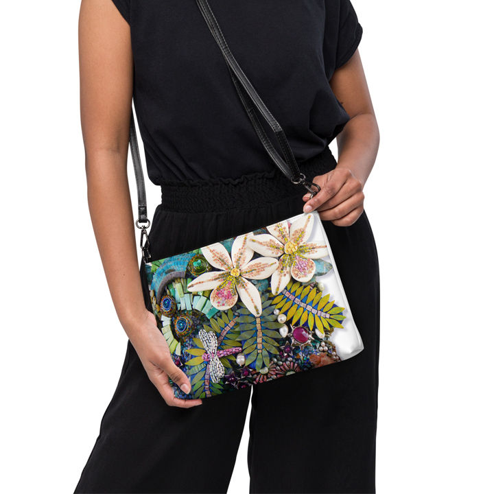 "Orchids & Dragonfly" crossbody bag