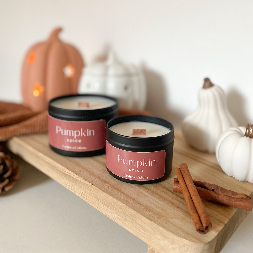 bougies parfumées de 90g et 190g parfum pumpkin spice vue de face