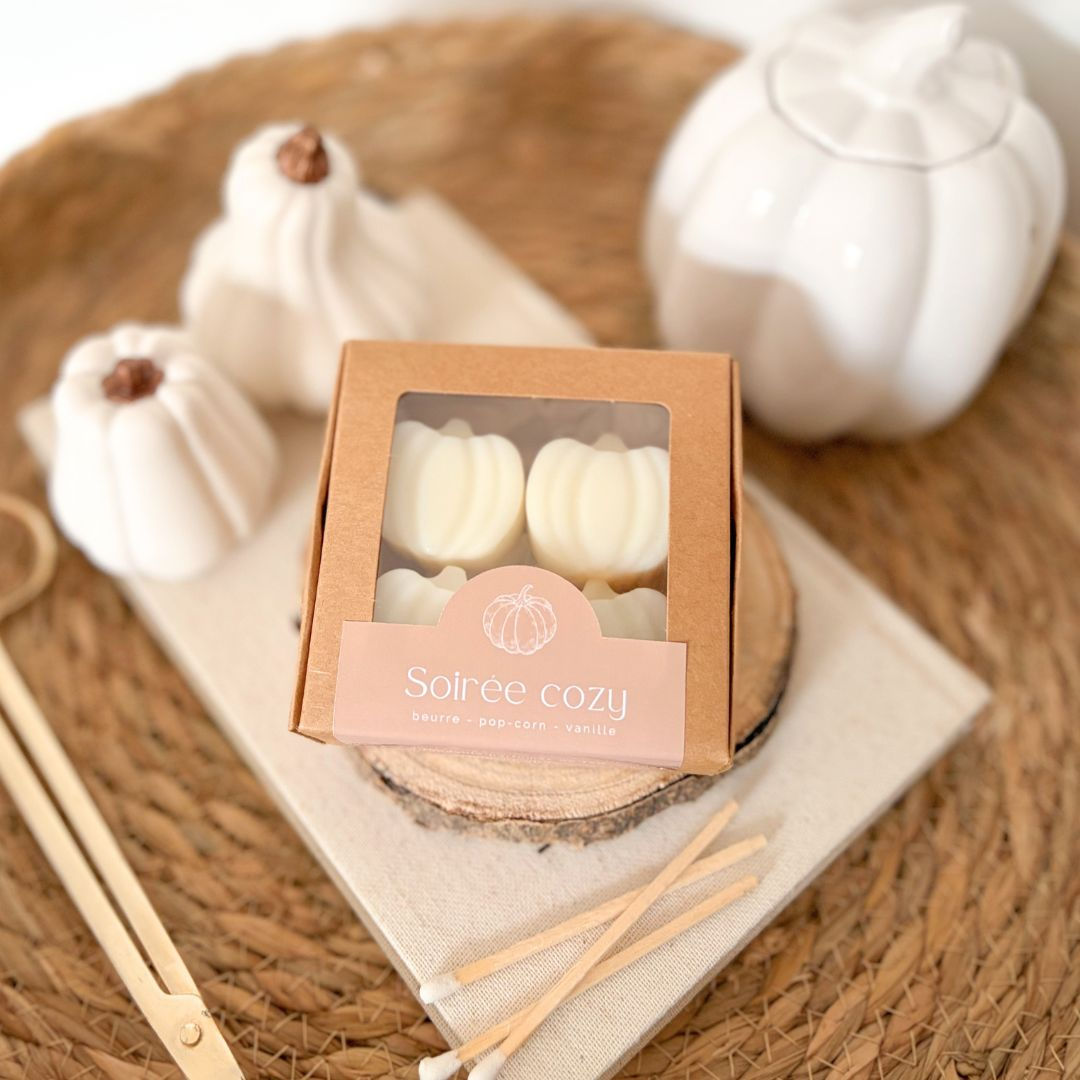 Fondants parfumés Soirée cozy, en forme de citrouille, en cire végétale et parfum de Grasse
