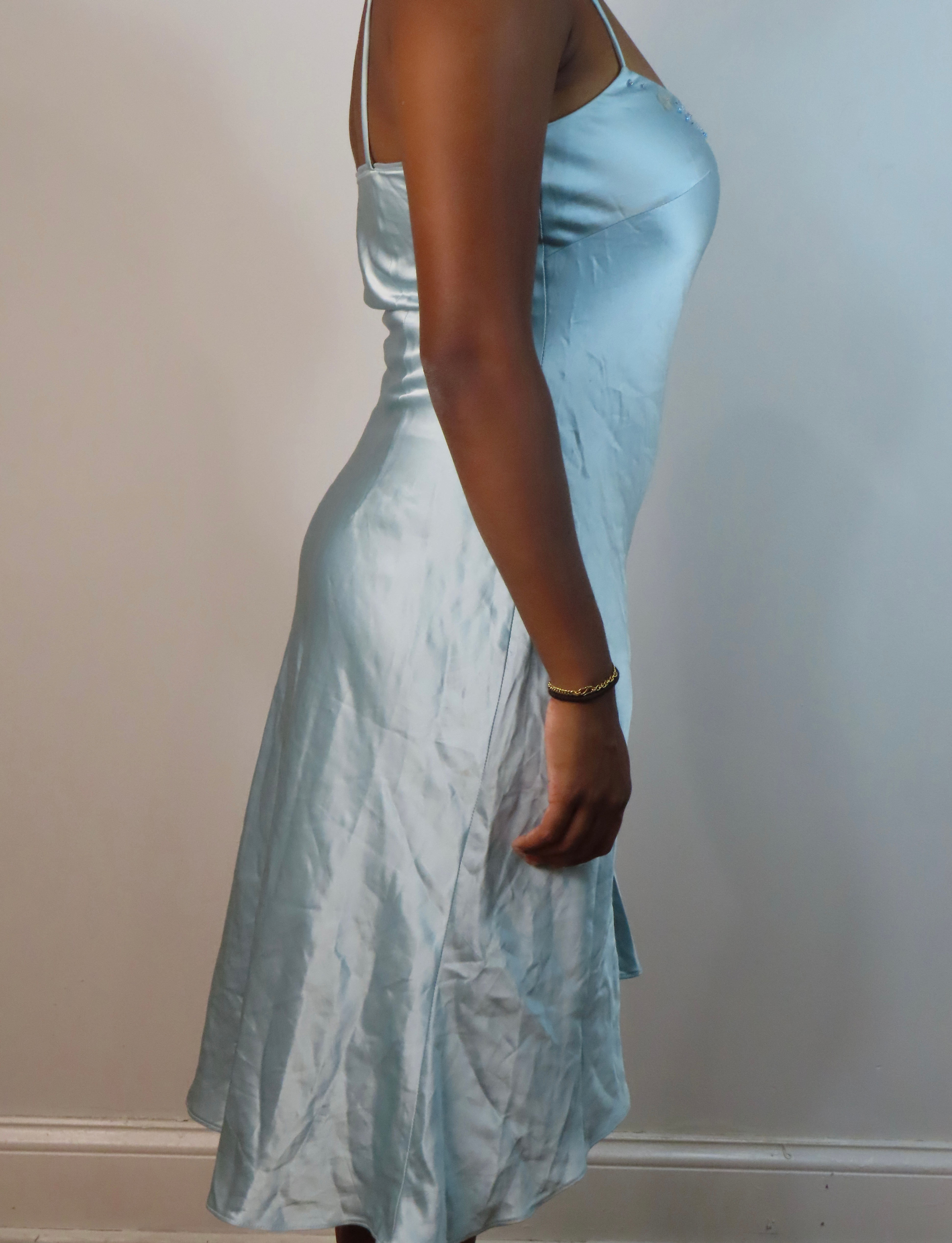 Vintage Hermes Govantes Satin Sequin Midi Dress