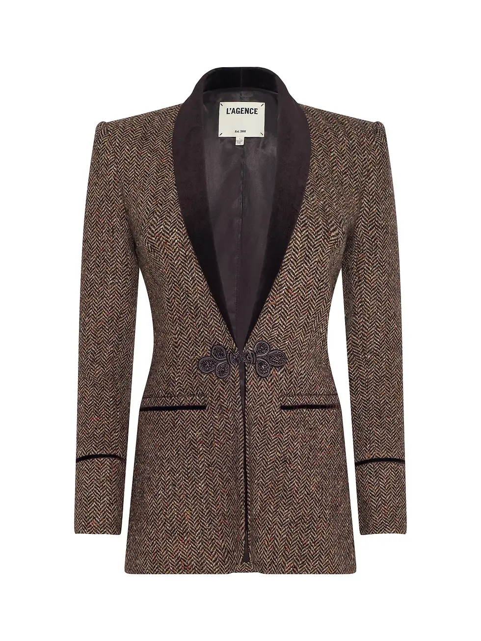 תמונה ממוזערת: L'AGENCE - Gable Herringbone Blazer in Brown Herringbone
