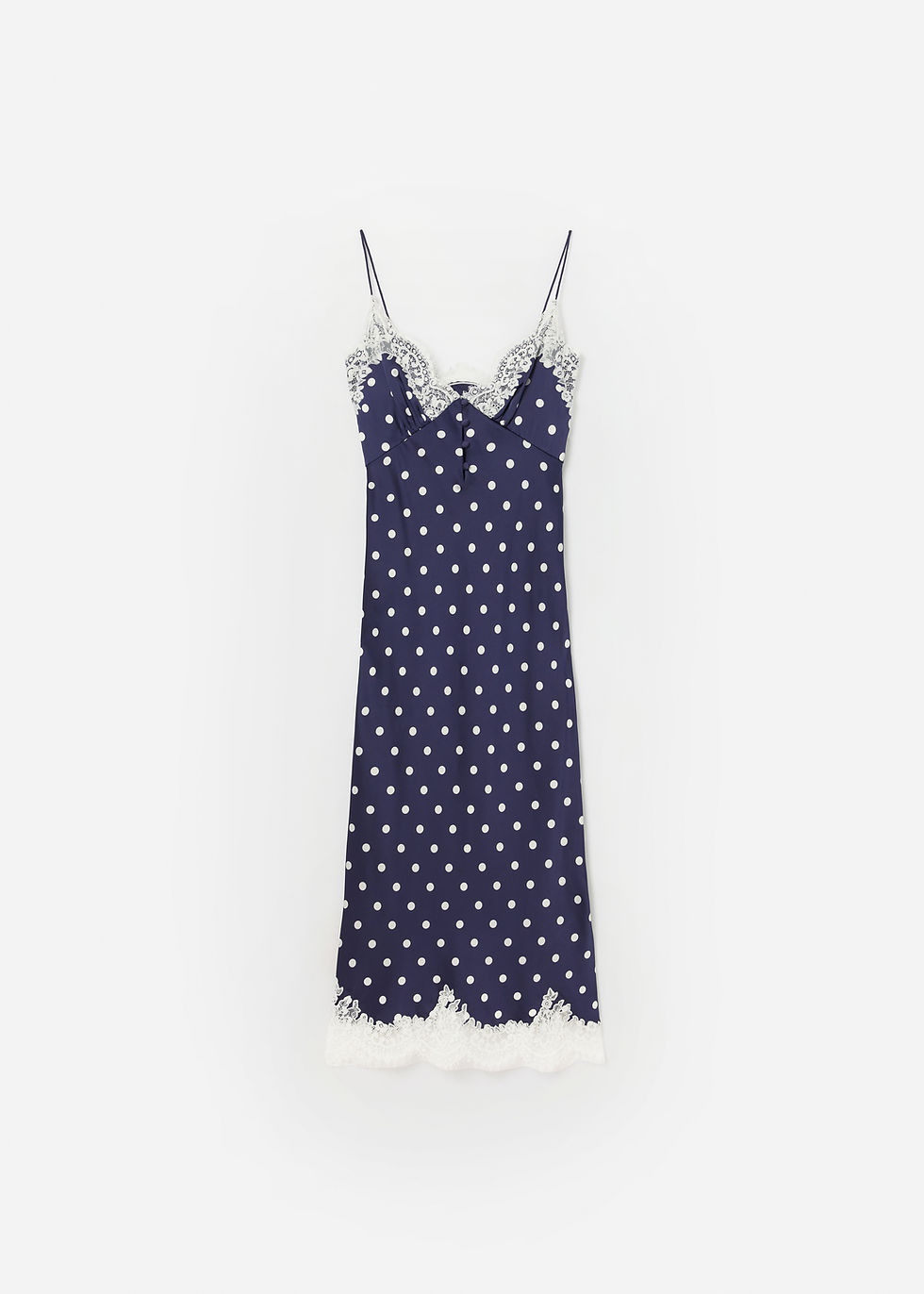 תמונה ממוזערת: SELF-PORTRAIT- Navy Satin Polka Dot Midi Dress