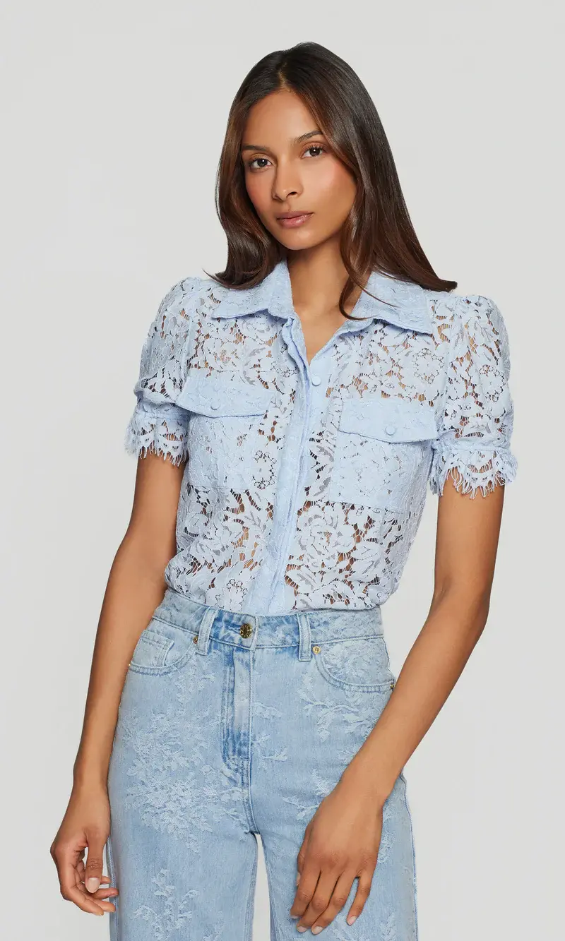 תמונה ממוזערת: 1390 GENERATION LOVE - Mina Lace Shirt in Light Blue