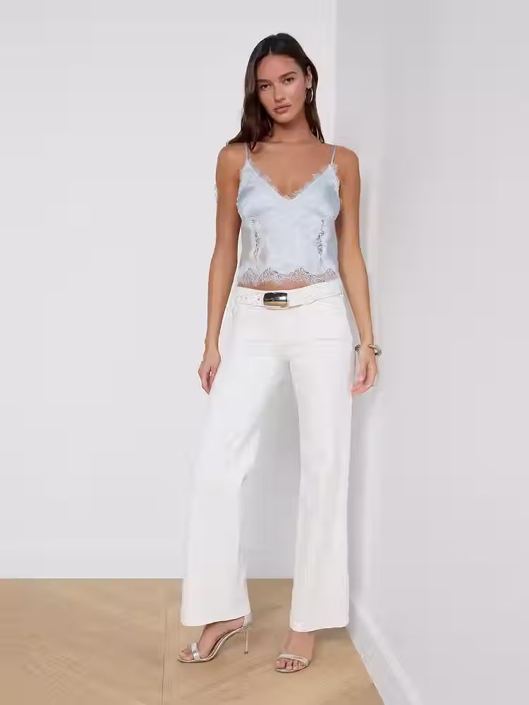 תמונה ממוזערת: L'AGENCE - Kimber Silk Lace Camisole in Pale Mist Blue