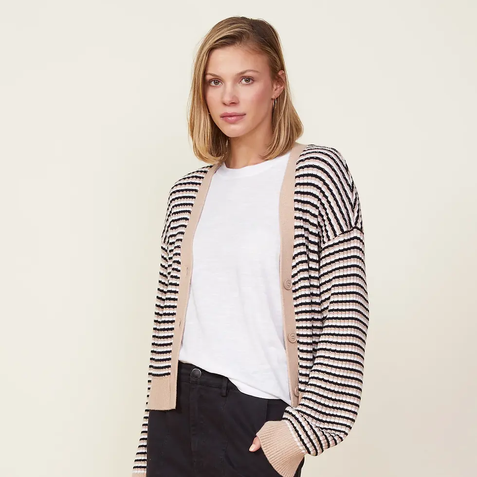תמונה ממוזערת: MONROW-MERINO WOOL STRIPE CARDIGAN
