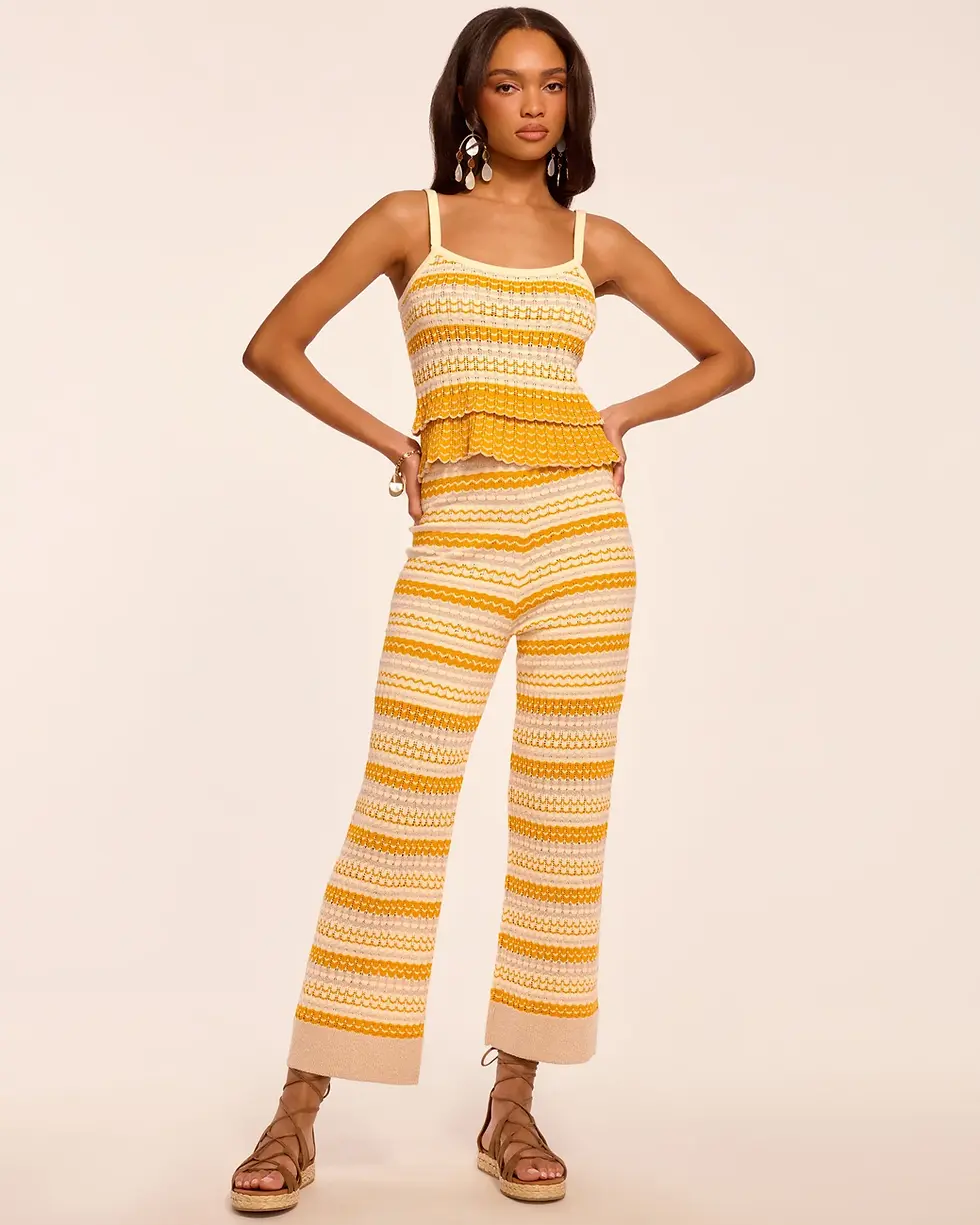 תמונה ממוזערת: RAMY BROOK - Cher Knit Cropped Pant in Marigold Stripe