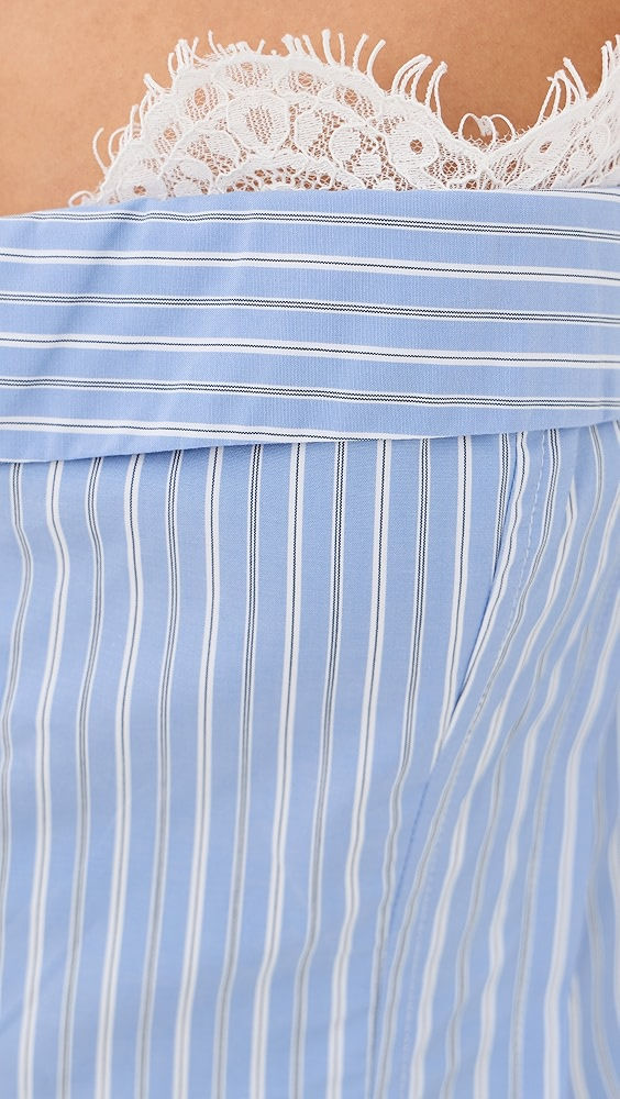 תמונה ממוזערת: JONATHAN SIMKHAI - Surie Cotton Lace Bustier Top in Oxford Blue Stripe