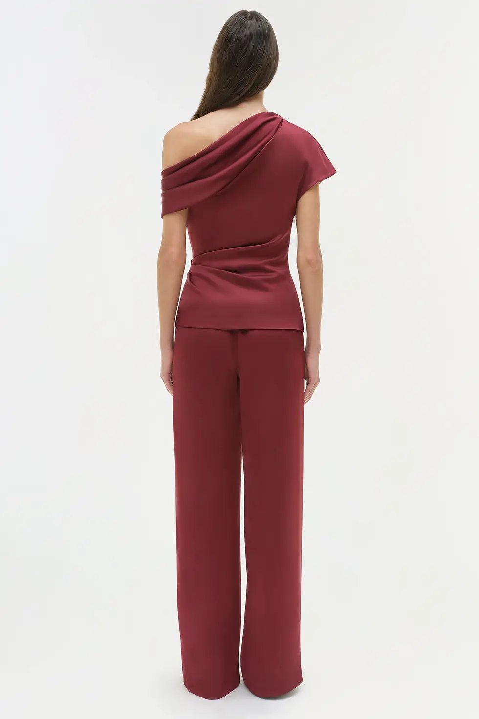 תמונה ממוזערת: JONATHAN SIMKHAI - Phoebe Draped Satin Top in Cranberry
