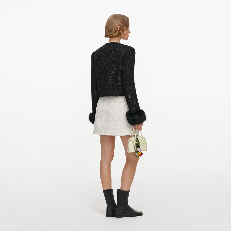 תמונה ממוזערת: SELF-PORTRAIT- Black Metallic Boucle Fur Cuff Jacket