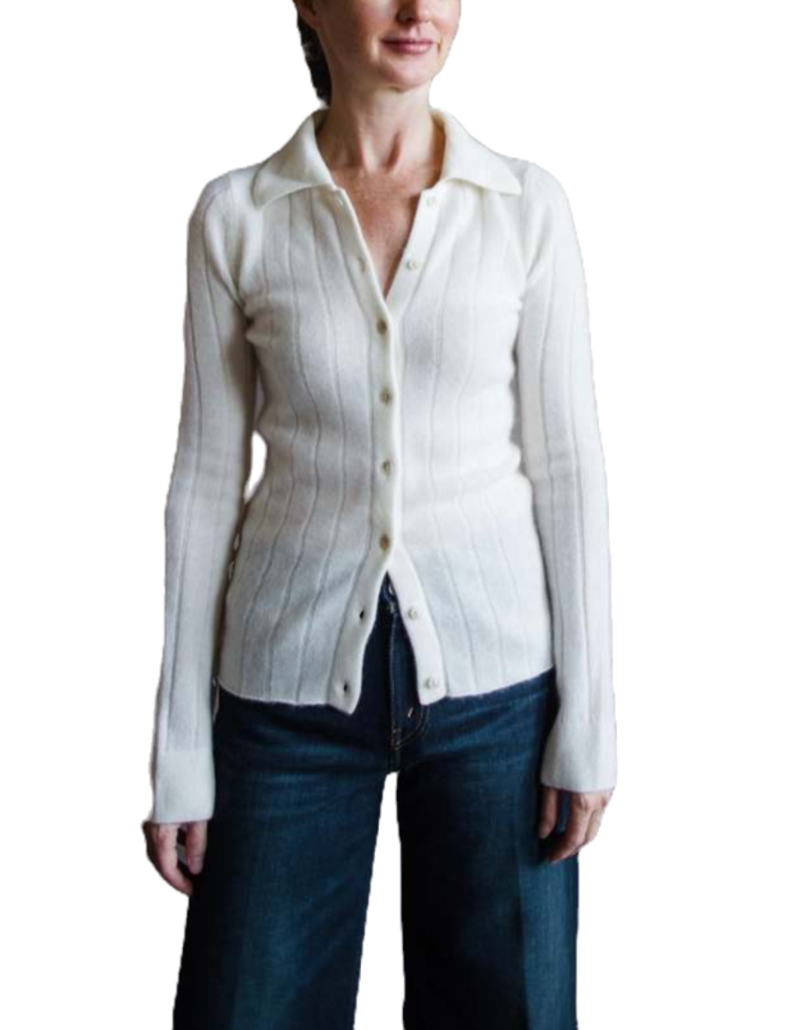 NADDAM -Cashmere Ribbed Button Up Polo