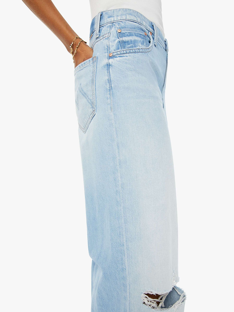תמונה ממוזערת: MOTHER -HIGH WAISTED SPINNER ZIP HEEL RIPPED OFF