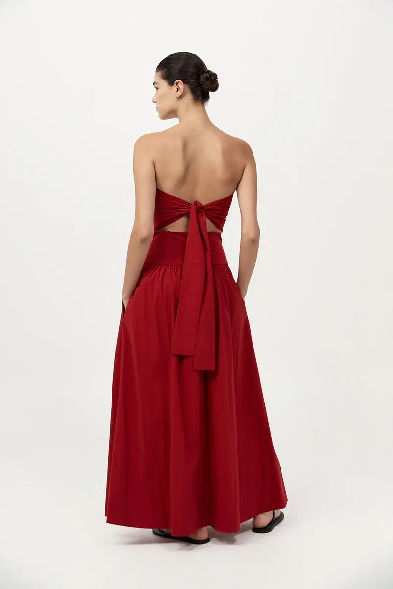 תמונה ממוזערת: ST AGNI-GATHERE STRAPLES TIE BACK DRESS