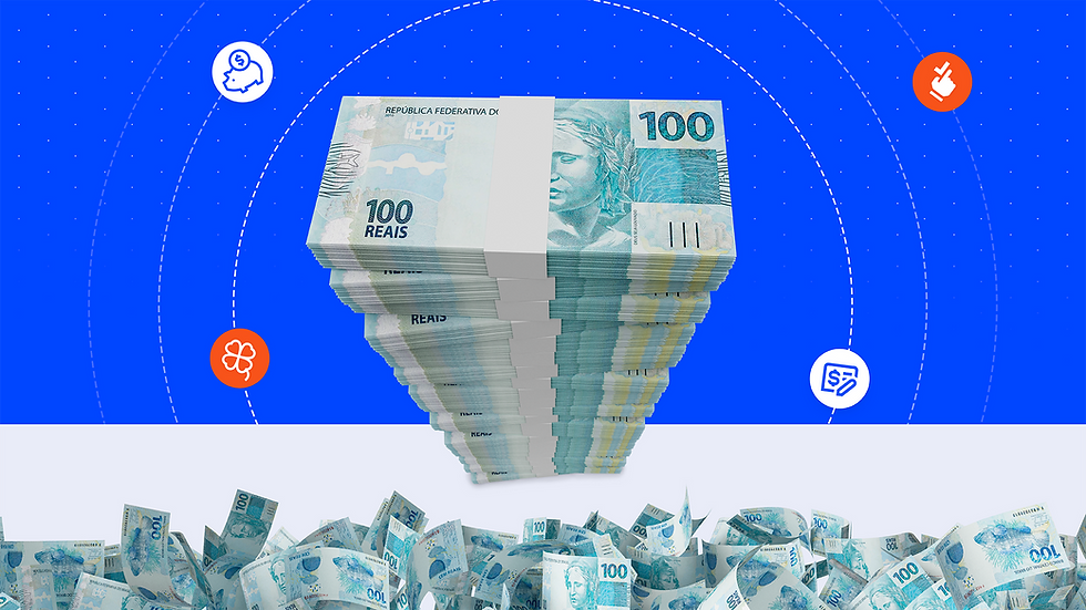 vários bolos de notas de 100 reais